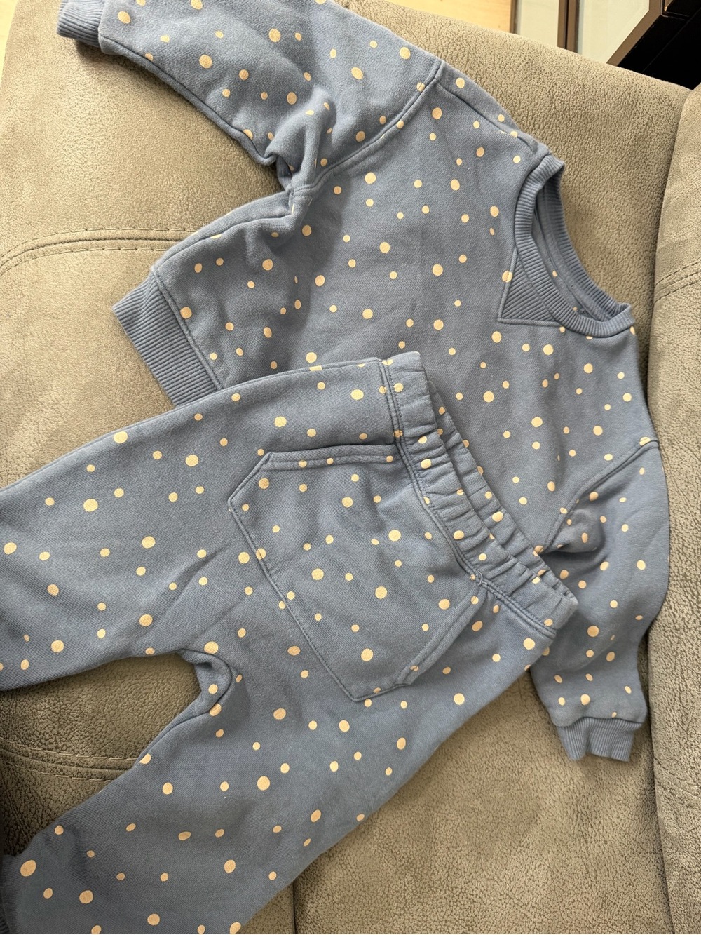 Kids Blue Polka Dot Sweatshirt & Jogger Set - Cozy Everyday Outfit